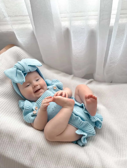 The Sky Knit Ruffle Romper Wintys Wish